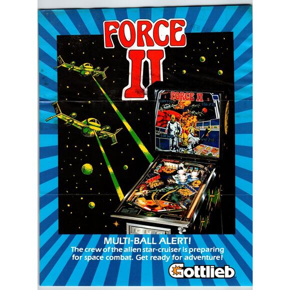 Force II Pinball Machine FLYER Original 1980 Retro Space Age Game 8.5" x 11" - Picture 1 of 2